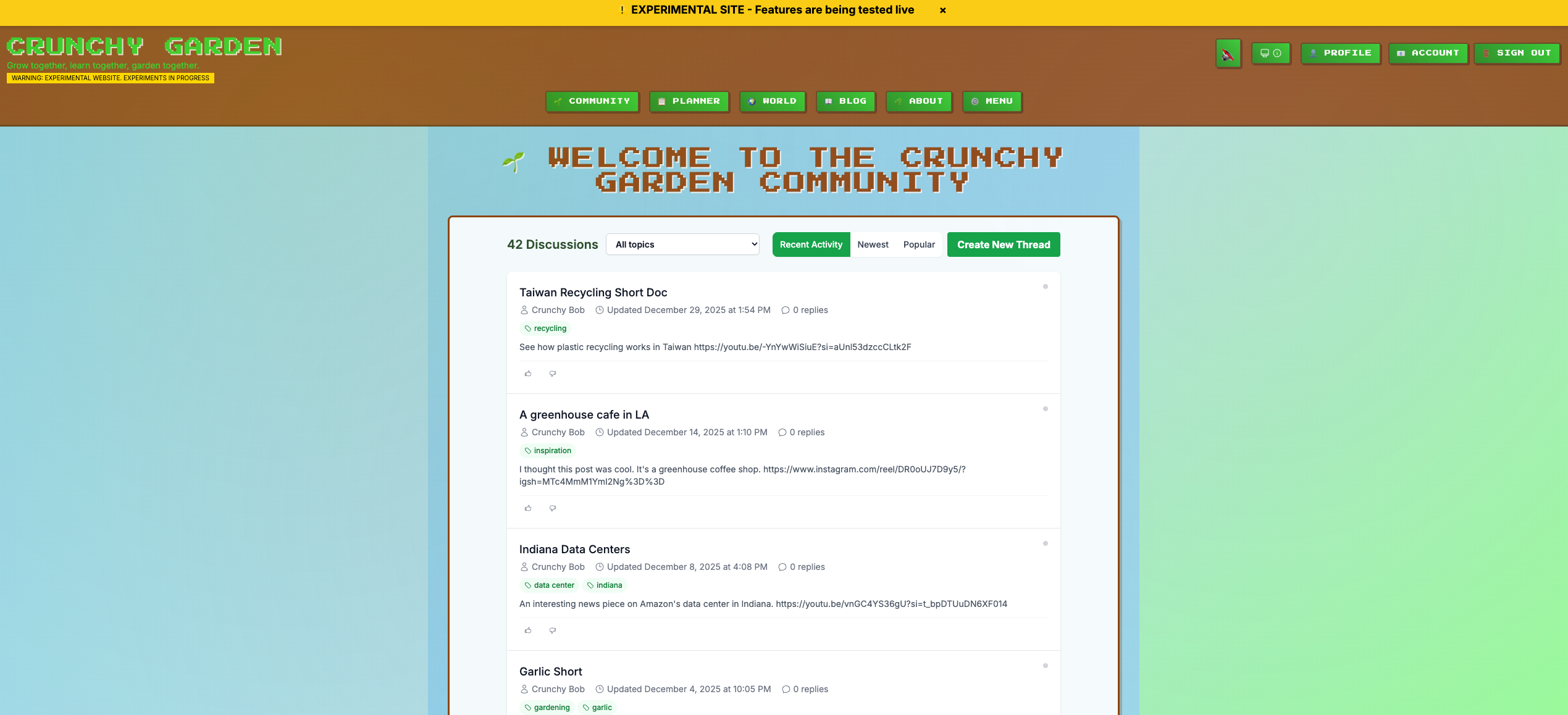 Crunchy Garden Forum